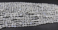 Perles ovales lisses en pierre de lune blanche naturelle, effet arc-en-ciel de feu, 6x8mm, longueur 13 pouces, brins en vrac, prix de gros, taille du trou