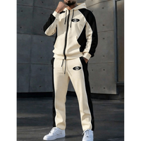 Ensemble de survêtement pour homme avec veste à capuche et pantalon de jogging à blocs de couleur avec fermeture éclair