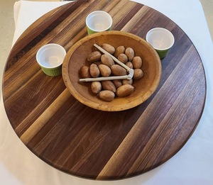 Wood Double Tier Rotating Tray Smooth-Spin Lazy Susan for Tabletop <b>Spice</b> Serving - Product Image 4