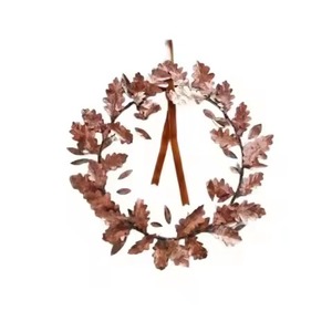 Copper Finish Leaf Design Christmas Decorative <b>Wreath</b> Hanging Garland For Home Indoor Wall And Door Decoration Use <b>Wreath</b> - Product Image 1