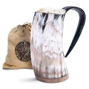Jarra de Vino Vikinga de Lujo Hecha a Mano con Acabado Antiguo, Taza de Cuerno Natural Ecológica a Buen Precio - Product Image 2