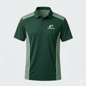 Polo à manches courtes pour homme Ostriya, blanc et bleu, tissu tricoté respirant, style décontracté avec logo imprimé sur le devant - Product Image 3