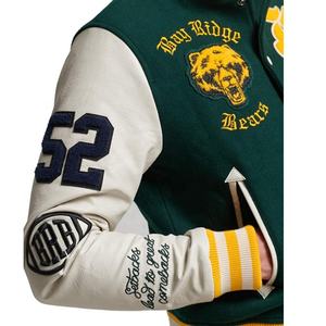 Veste universitaire Letterman pour homme, logo personnalisé, grande taille, manches en cuir, patch en laine vierge, broderie chenille, coupe-vent d'hiver - Product Image 5