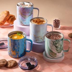 Mug en acier avec poignée, design minimaliste, double paroi, vaisselle pour la maison - Product Image 4