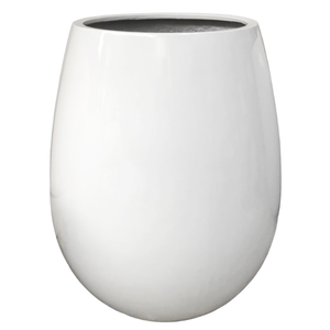 Pot de fleurs incurvé blanc contemporain haut de gamme, décoratif, pour l'aménagement paysager intérieur et extérieur, en fibre de verre - Product Image 1