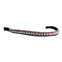 Bandeau de front confortable pour cheval avec design ondulé en cristaux scintillants, couleur et logo personnalisables, fabriqué en cuir pour usage équestre