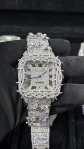 Reloj Mecánico Automático con Incrustaciones de Moissanita, Esfera Cuadrada, Correa de Acero Inoxidable de 20 mm, 41 mm, Estilo Hip Hop de Lujo - Product Image 1