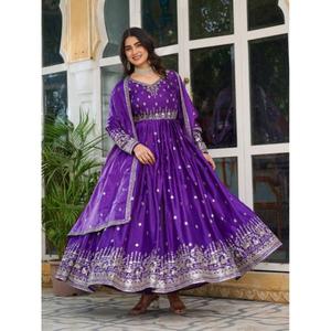Lunching New Series With <b>own</b> Real <b>Modelling</b> product Gown Fabric Silk Inner Micro Work Thread with Sequence work Stich - Product Image 1