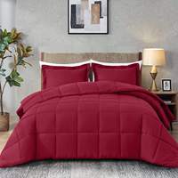 Ensemble de couette matelassée en polyester rouge hypoallergénique 75D/36F, lavable en machine, pour l'automne et l'hiver
