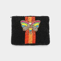 Magnifique porte-monnaie classique à broderies perlées, motif banane, durable, unique, dernier design, avec fermeture éclair.