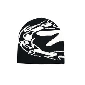 Logotipo personalizado invierno Y2K acrílico Jacquard Beanie sombreros diseñador de punto de seda satén forrado 3D técnica de bordado estilo de imagen único - Product Image 2