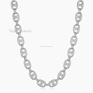 Elégant collier en argent sterling 925 plaqué or 12mm 46cm 18 pouces de haut polonais unisexe Hip Hop Streetwear Moissanite Style Jewelry - Product Image 6