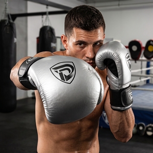 Dumela International <b>Silver</b> Shield Series Boxing <b>Gloves</b> High-Grade Leather Professional Fight Gear Customizable Color Logo - Product Image 4