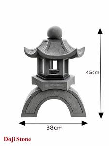 Lanterne de jardin en pierre de grès japonaise Doji Stone, 45 cm, sculpture lumineuse zen pour bassin extérieur - Product Image 2