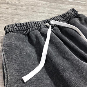 Pantalones Anchos Negros para Hombre con Estampado de Letras Blancas, Cintura Elástica con Cordón, Tela de Lana, Lavado Arena, Estilo Hip Hop, para Invierno - Product Image 3