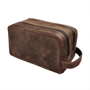 Estuche de Cuero Impermeable con Cierre, Organizador de Viaje para Hombres y Mujeres, Kit de Afeitado y Maquillaje de Gran Capacidad - Product Image 6