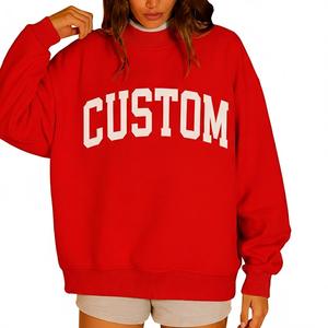 Sudadera de cuello alto oversize para mujer con logo frontal, manga larga, de forro polar grueso y cálido, estilo urbano informal, para otoño/invierno - Product Image 6