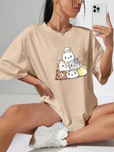 Camiseta Holgada Extra Grande de Felpa Ecológica Vintage para Mujer, con Botones y Logotipo Personalizado, Venta al Por Mayor - Product Image 5