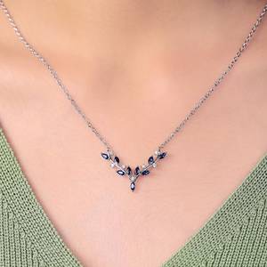 Collar con Colgante de Oro Blanco con Zafiro y Moissanita, Joyería Fina de Lujo para Mujer, Fabricante OEM ODM, Venta al Por Mayor - Product Image 4