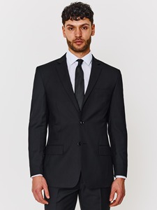 Costume d'affaires noir pour homme, simple boutonnage, col à revers, tissu en laine infroissable, coupe classique, style britannique - Product Image 6
