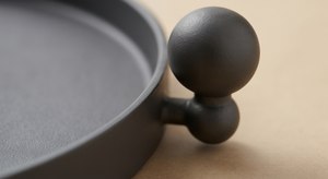 Factory Direct Cast Aluminum Round Matte <b>Black</b> Metal Serving Tray Sphere Handle Design Food Display <b>Plate</b> Hotel Restaurant - Product Image 3