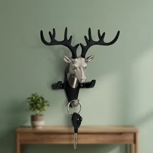 Black Creative Antler Zinc Metal Multifunctional Wall Mount Home Decoration Hook for Key and <b>Towel</b> Organizer - Product Image 5