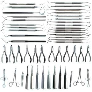 Kit d'examen dentaire manuel de 51 pièces en acier inoxydable de haute qualité certifié CE – Pinces, éleveurs, curettes, sondes, instruments de restauration - Product Image 2
