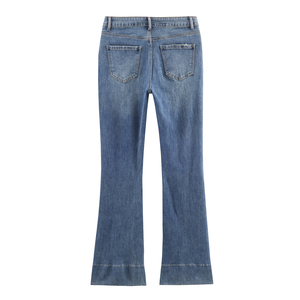 Jeans Largos Casuales de Mezclilla Azul para Mujer, Marca Muzamin, de Secado Rápido y Transpirables, Estilo Vintage, Cierre de Cremallera, Corte Ajustado - Product Image 2