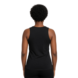 Débardeur Zeta Phi Beta pour femme, noir côtelé, dos nageur, avec applique lettre grecque en sergé bleu roi ZOB, sans manches, ajusté, pour sororité - Product Image 2