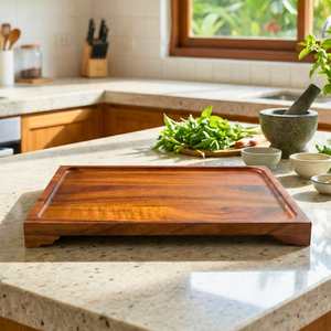 Bandeja de Servir de Madera de Paulownia Carbonizada, Tallada a Mano, de Tamaño Personalizado, para Té y Café - Product Image 6