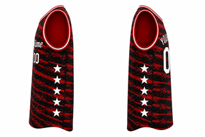 Custom Sublimation Basketball Jersey <b>Red</b> and Black Stripe Design Breathable Mesh Sleeveless Team Uniform Men's Personalized - Product Image 3