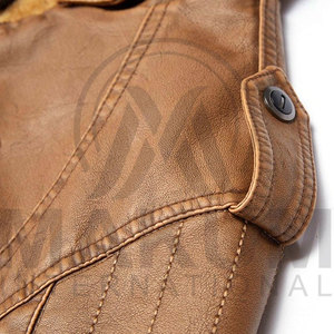 Leather Motorcycle <b>Jacket</b> Winter Warm Solid Color Moto Biker Style - Product Image 3