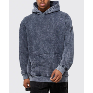 Sweat à capuche décontracté vintage pour homme, en molleton délavé effet soleil rouge, 100 % coton respirant, tricoté, motif uni - Product Image 1