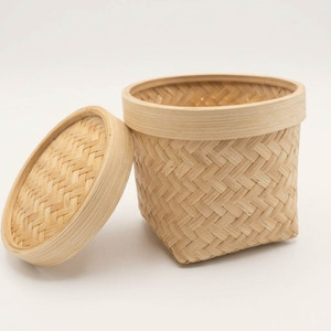 Bamboo bento box fruit cake storage <b>boxes</b> <b>empty</b> <b>gift</b> hamper container oval weaving lid basket - Product Image 2