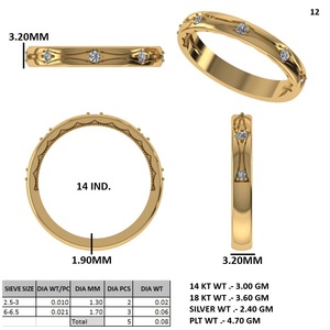 แหวนเพชรทองคำขาวทรงวงรี แหวนแต่งงานแบบซ้อนได้ - Product Image 5