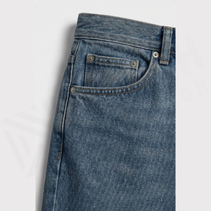 Jean en denim coupe droite taille haute pour homme, coupe régulière, en coton délavé, style décontracté automne - Product Image 5