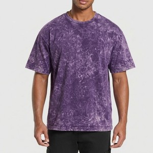 Camiseta de Hombre con Estampado de Mármol Morado, Estilo Vintage, Cuello Redondo, Manga Corta, Corte Holgado, Estilo Urbano, Tie Dye, Informal - Product Image 1