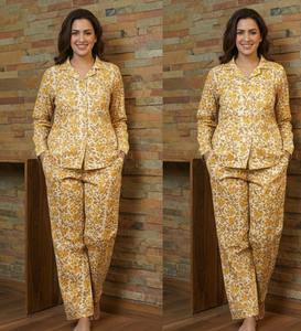Pijama de Algodón Puro Estampado a Mano para Mujer, Suministro al por Mayor, India - Product Image 5