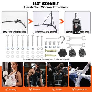 Heavy-Duty Steel Punching Bag <b>Stand</b> with Adjustable Height and <b>Weighted</b> Base Workout Training Equipment for Boxing & Fitness - Product Image 6
