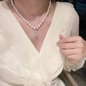 Cadeau pour la fête des mères, collier en chalcédoine presque ronde avec une forte luminosité, légers défauts dans la boîte cadeau Fulu - Product Image 1