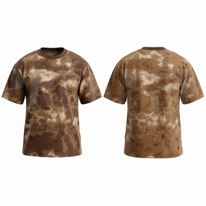 เสื้อยืดโอเวอร์ไซส์ลายพรางแบบเบาสบายสำหรับผู้ชาย แขนสั้น คอกลม สไตล์สตรีทแวร์ ดีไซน์ทำเก่า พรีเมียมคุณภาพใหม่ - Product Image 2