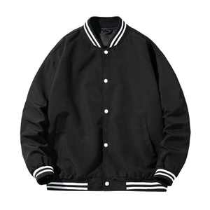 Veste de baseball personnalisée de haute qualité, style vintage surdimensionné, coupe courte, denim monochrome, streetwear, écologique, veste varsity. - Product Image 3