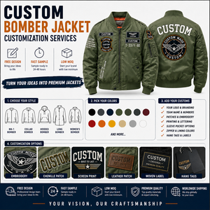 Custom Bomber <b>Jacket</b> Varsity <b>Jacket</b> <b>Lightweight</b> Streetwear OEM ODM Private Label Embroidered Team Wear Wholesale Manufacturer - Product Image 3