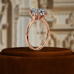 Anillo de Compromiso con Diamante de Corte Marquesa de 1 Quilate con Halo de 6 Puntas, Certificado por IGI, Anillo de Compromiso de Oro Blanco/Amarillo de 14K, Certificado por IGI - Product Image 3