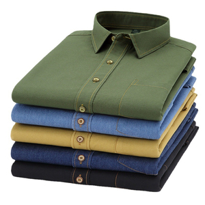Camisa de Mezclilla Azul Claro para Hombre, Manga Larga, Corte Ajustado, Cuello Clásico, Bolsillos, Transpirable, Casual, para Todas las Temporadas, Lavado a la Piedra, Alta Calidad - Product Image 3