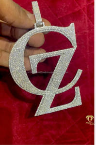Collar con Colgante de Letra G de Diamante Cultivado en Laboratorio, Plateado, de Lujo, Personalizado, Estilo Hip Hop, Venta al Por Mayor - Product Image 2