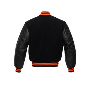 Chaquetas Varsity Personalizadas de Alta Calidad para Hombre, Chaqueta Letterman de Béisbol con Mangas de Cuero Negro, Estilo Universitario, Venta al Por Mayor - Product Image 5