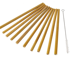 Pailles à boire en bambou naturel Blue Lotus avec brosse de nettoyage, pailles rondes réutilisables pour un usage quotidien - Product Image 1