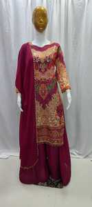 Ensemble de tunique Anarkali en coton imprimé pour femmes indiennes et pakistanaises, avec dupatta uni, longueur au sol, séchage rapide, tenue festive Salwar Kameez - Product Image 4