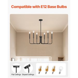 Lustre moderne à 6 lumières de style farmhouse, hauteur réglable, noir, luminaire suspendu pour salle à manger, certifié CE - Product Image 5